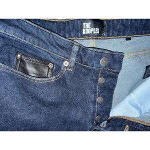 The Kooples Unisex Dark Wash Jeans 28 NWT Lambskin Leather Pocket Button Fly